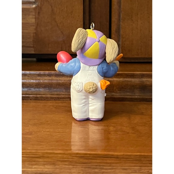 Vintage Hallmark Easter "Son" Brown Rabbit Painting Eggs Ornament - Picture 3 of 4